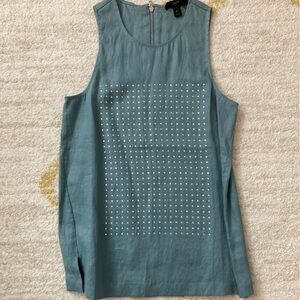 J. Crew Sleeveless Linen Top in Dusty Teal